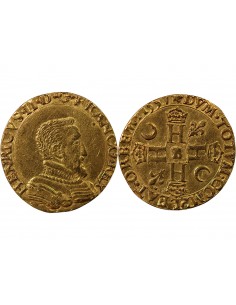 HENRI II, BUSTE A - DOUBLE HENRI D'OR - 1557, B ROUEN 2