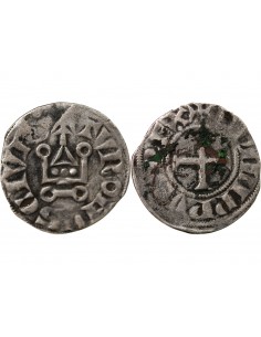 PHILIPPE III LE HARDI - DENIER TOURNOIS à l'O Long 1270 / 1285 2