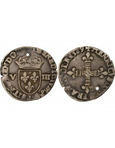 HENRI III - 1/8 ECU ARGENT 1581 T NANTES 2